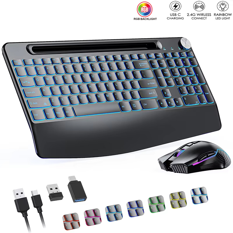 Gaming Keyboard Type C - مجموعة ماوس لوحة مفاتيح لاسلكية 2.4G&Type-C