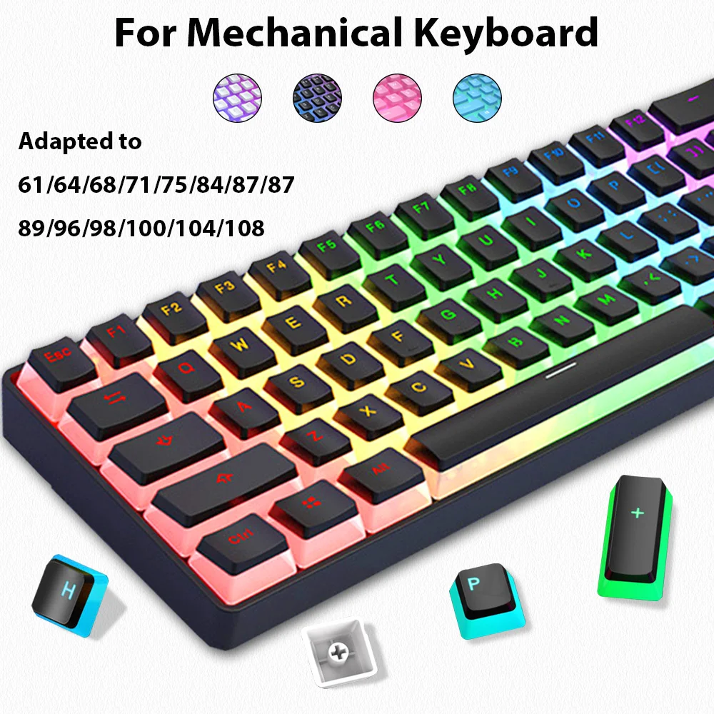 Gaming Keyboard No Rgb - 129 مفتاحًا أغطية مفاتيح بودنغ PBT