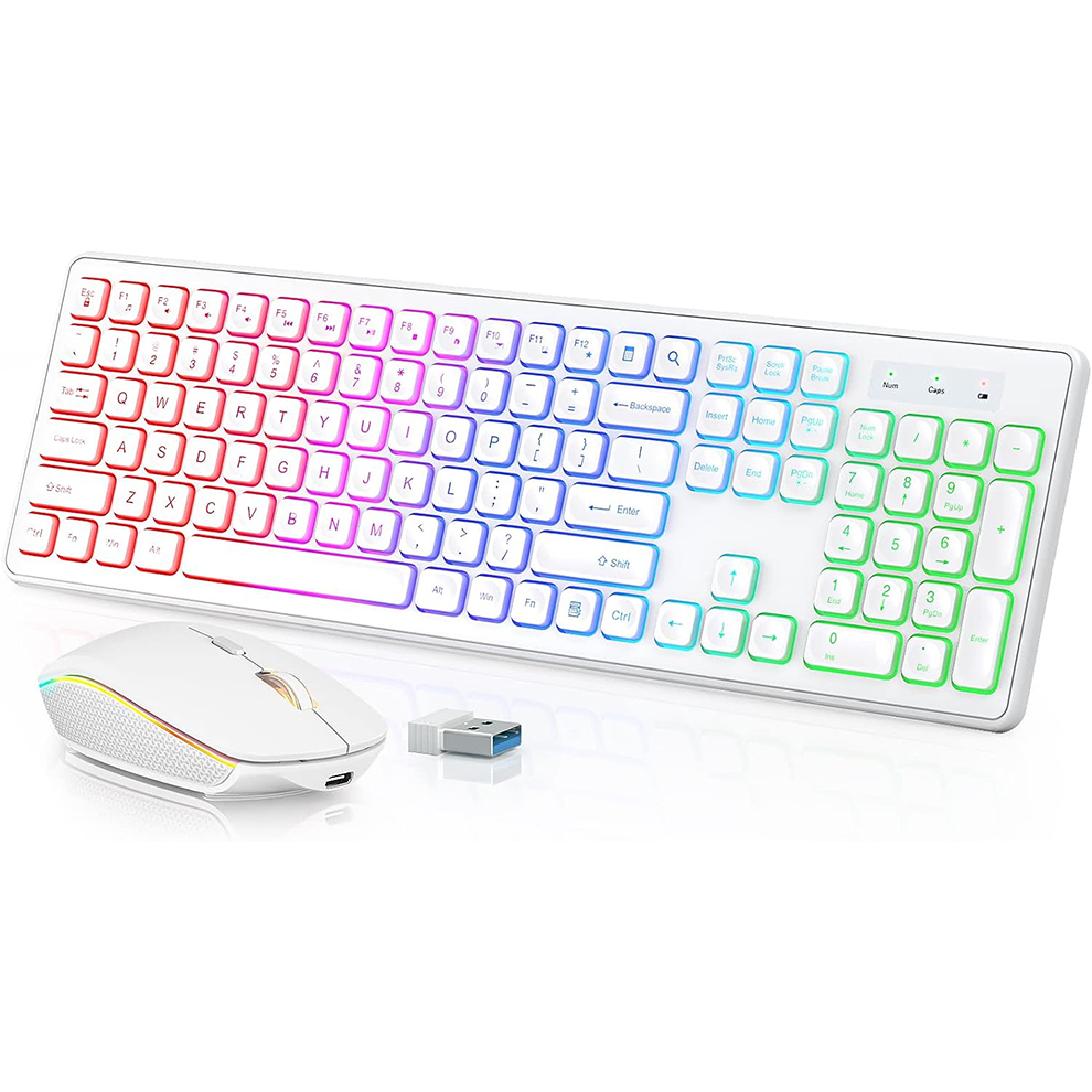 Gaming Keyboard Ergonomics - لوحة مفاتيح وماوس لاسلكية بإضاءة خلفية،