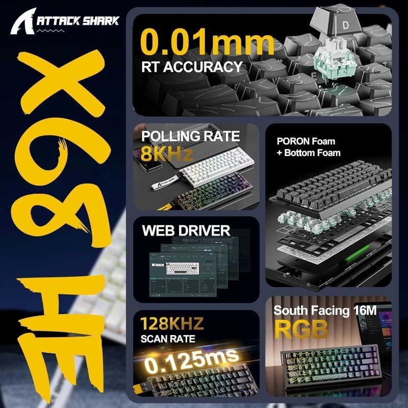 لوحة مفاتيح ATTACK SHARK X68 H - مراجعة Keyboard Gaming Mac وسعره