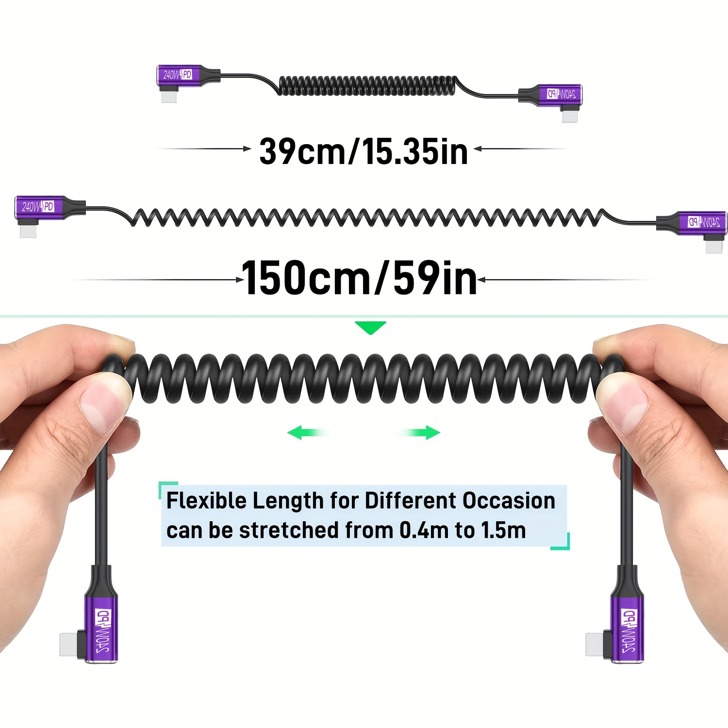 كابل USB-C إلى USB-C ملفوف مع  - مراجعة Coiled Usb Cable وسعره