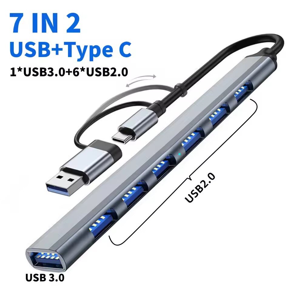 7 منافذ USB 3.0 نوع C HUB المت - مراجعة Gaming Keyboard Type C وسعره